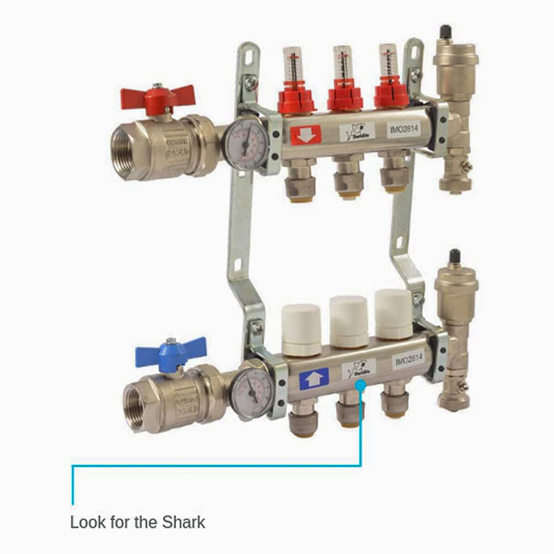 SharkBite 3 Loop Stainless Steel Radiant Heat Manifold w/ 1/2 - 24930