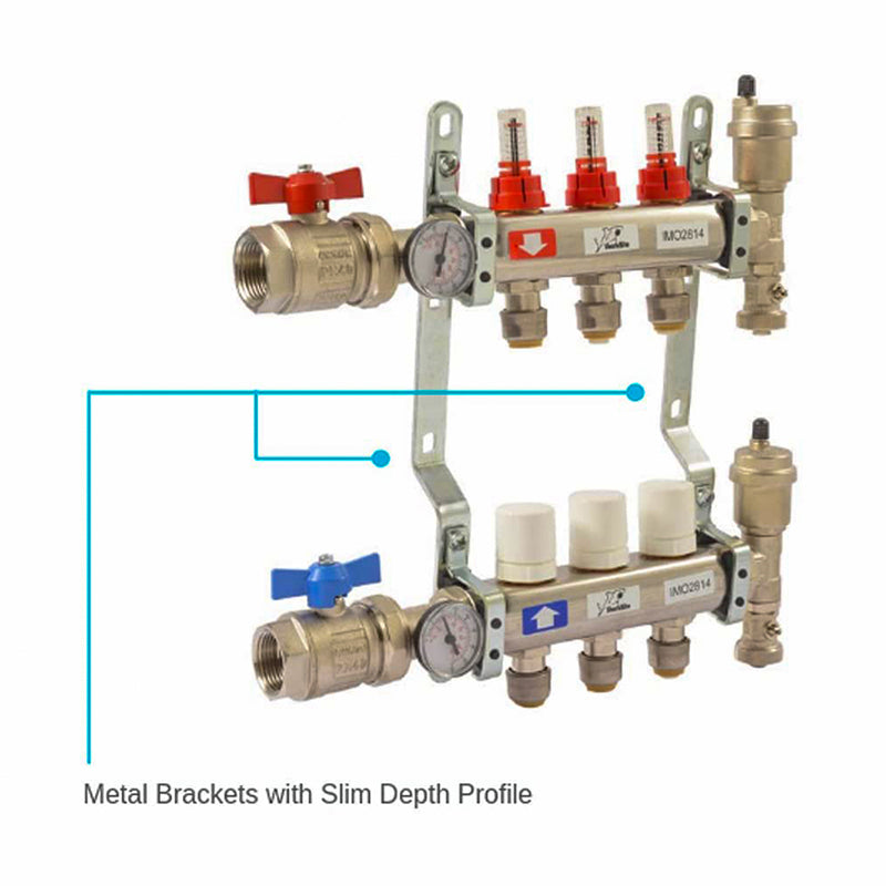 SharkBite 3 Loop Stainless Steel Radiant Heat Manifold w/ 1/2 - 24930